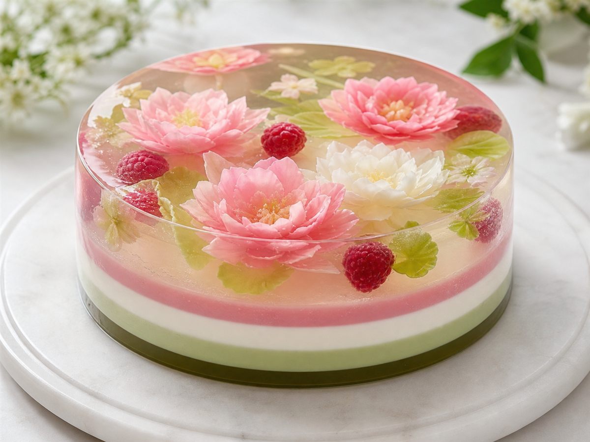 Bánh kem rau câu hoa nổi